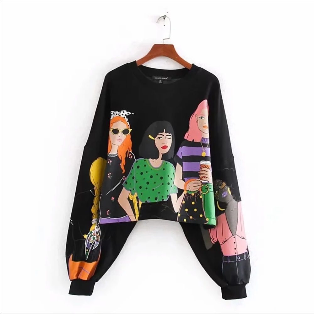 Fashion printing Women Lantern Sleeves